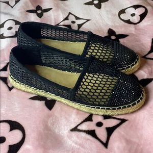 Black glittery espadrilles
